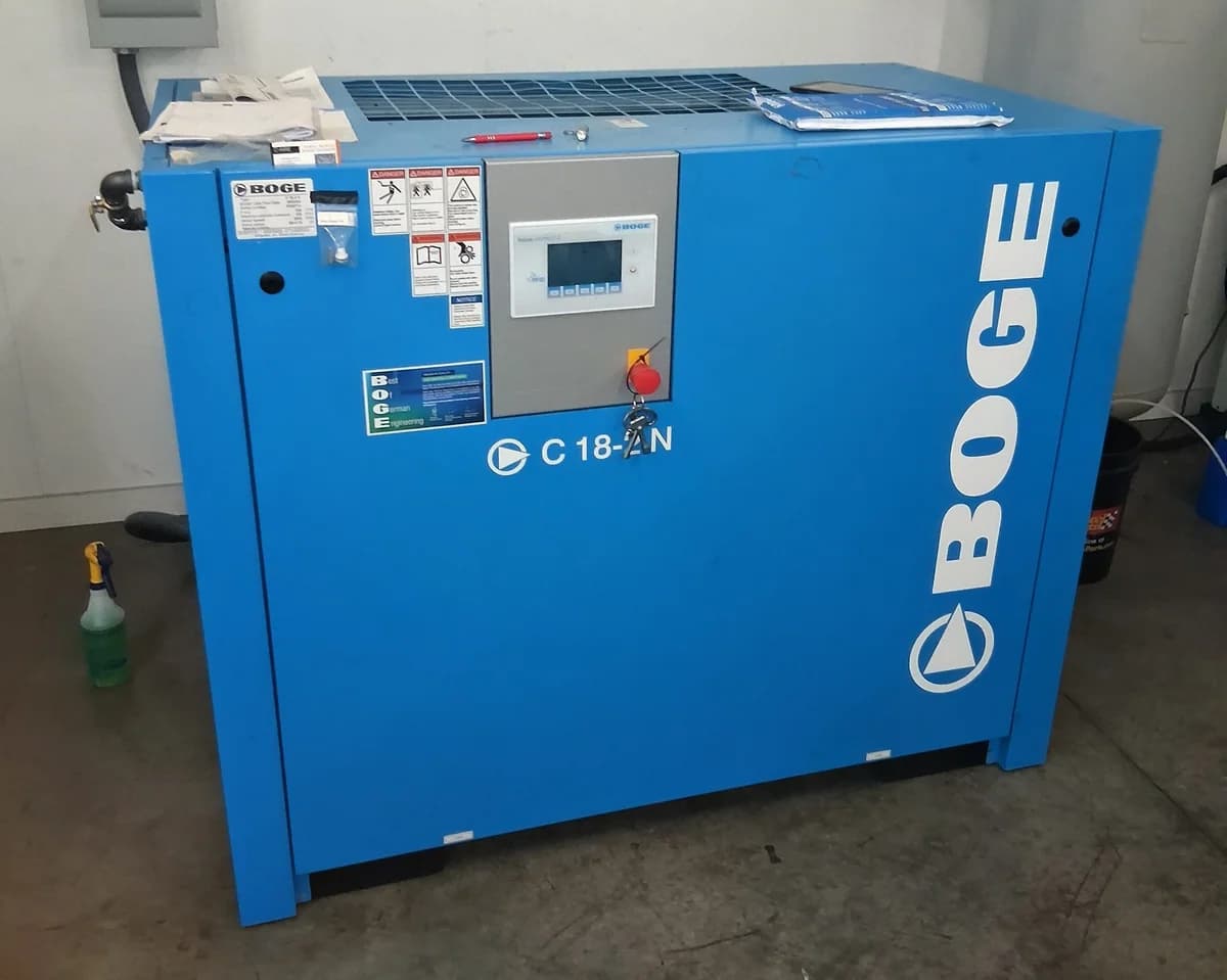 BOGE C18-2 Rotary Screw Compressor installed at Stainless Fabrication Facility in Osceola, WI