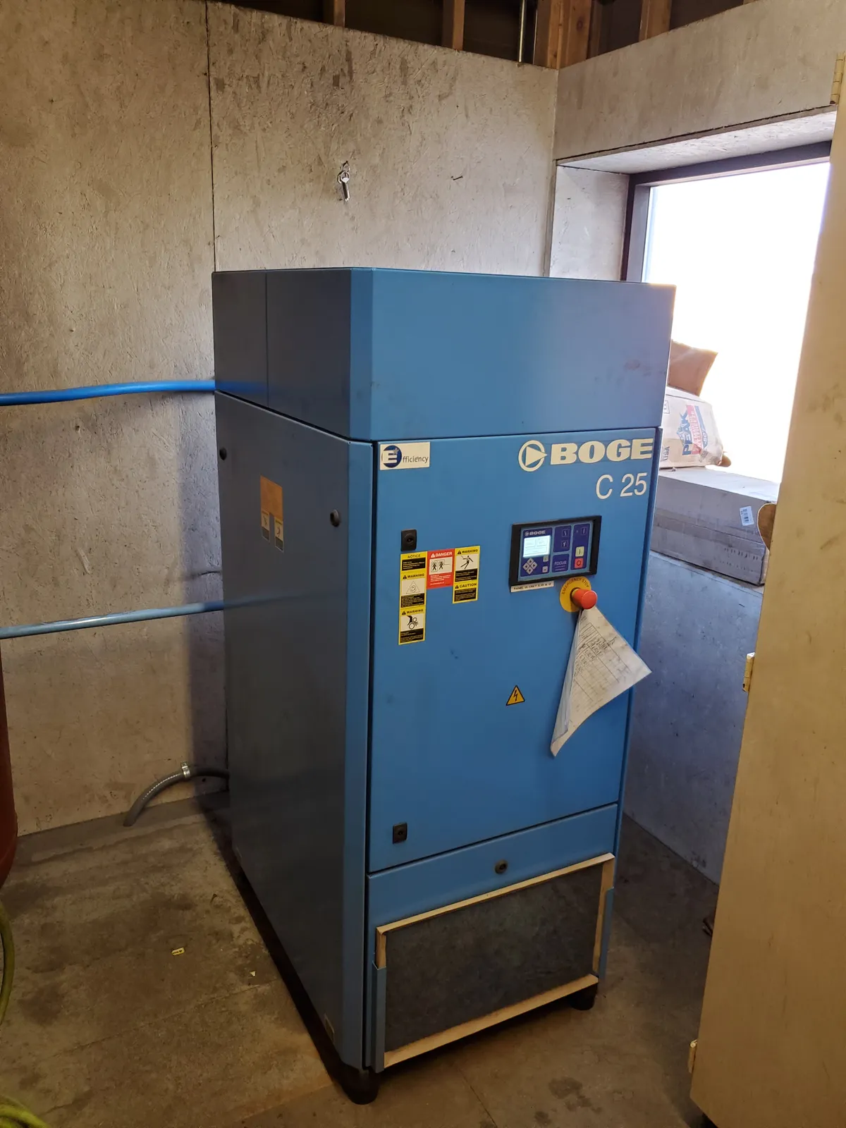 BOGE C25 Rotary Screw installed at Commercial Trucking Fleet Maintenance Shop